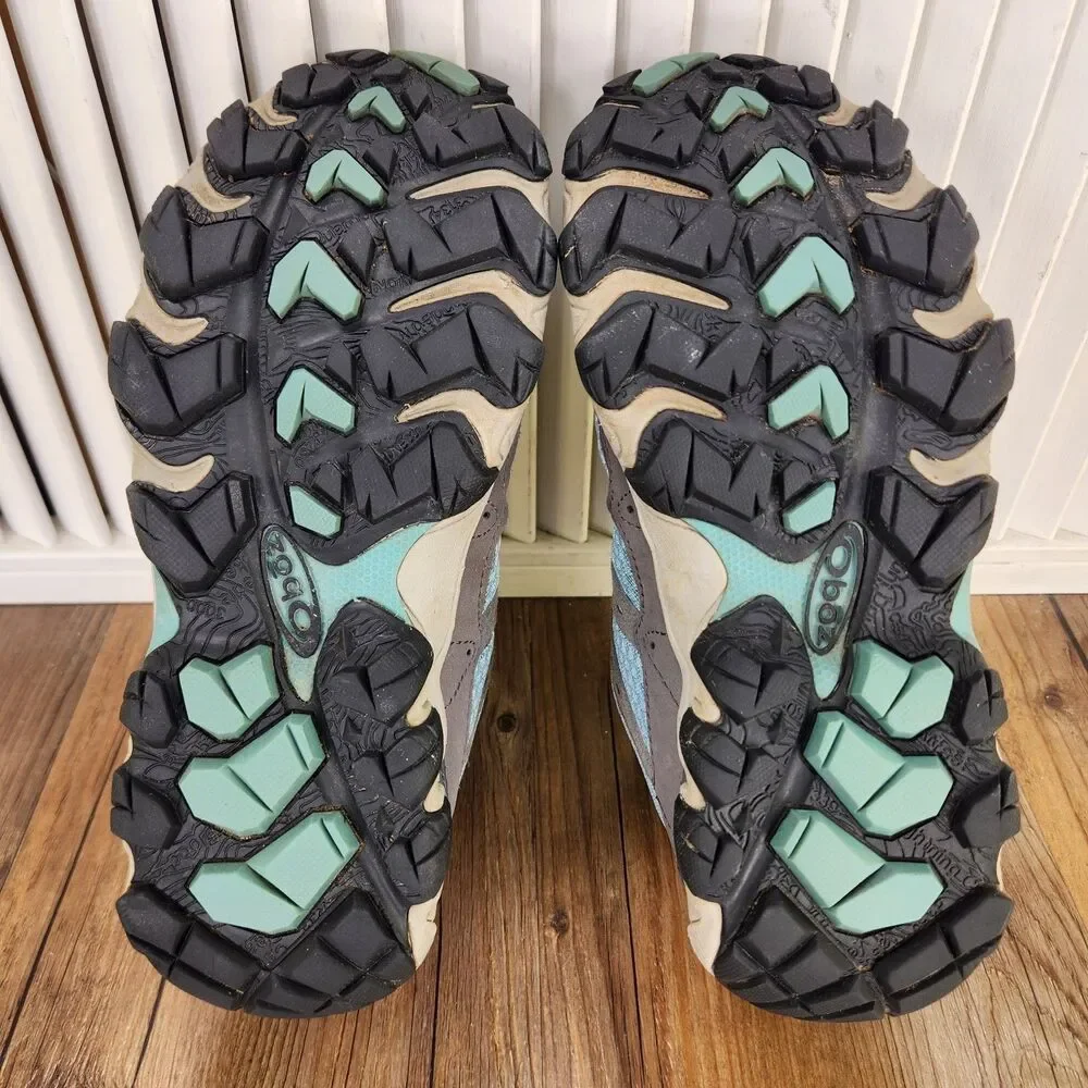 Oboz Luna Low Hiking Shoes Womens Sz 8.5 Blue Gray Outdoors Trail Trek Sneakers
